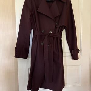 Massimo Dutti burgundy trench style wool coat, 10